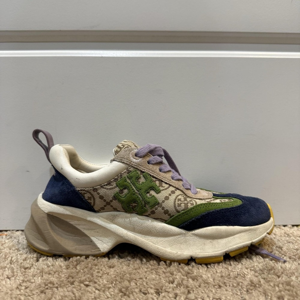 Tory Burch Good Luck Trainer Shoes Womens Size 5 Multicolor Walking Sneakers